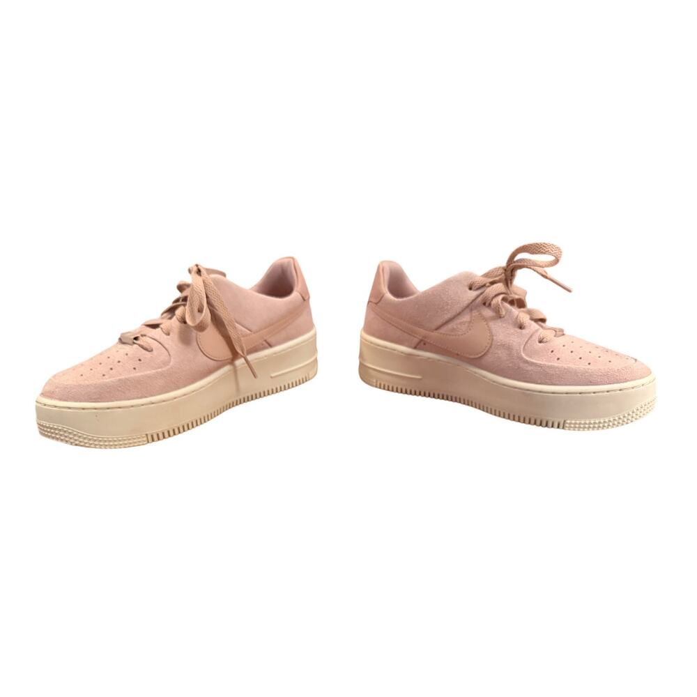 Nike Air Force 1 Sage Low Suede Pink Platform Sneakers Size 8 - Picture 7 of 9